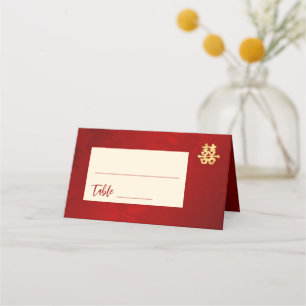 Red Gold Chinese Wedding Place Card