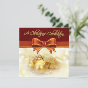 Red Gold Christmas Celebration Invitation Card
