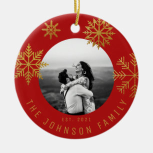 Red Gold Christmas Gift for Newlyweds Ceramic Tree Decoration