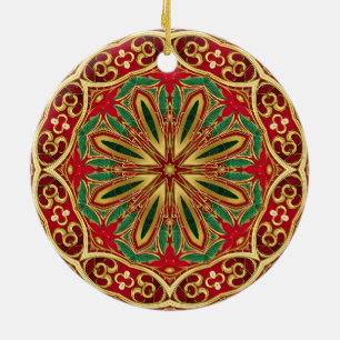 Red Gold Christmas Holiday Ornament