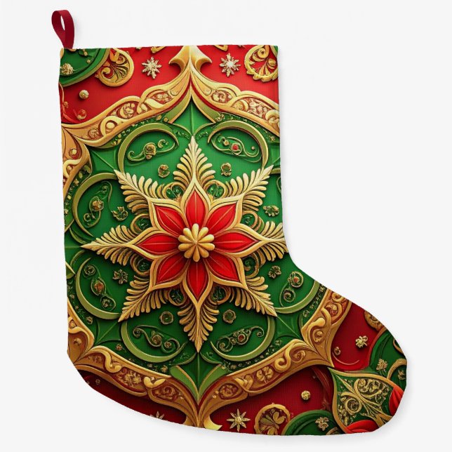 Red Gold Christmas Holiday Stocking (Front)