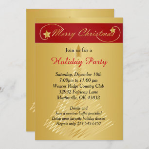 Red Gold Christmas Holiday Tree Invitation