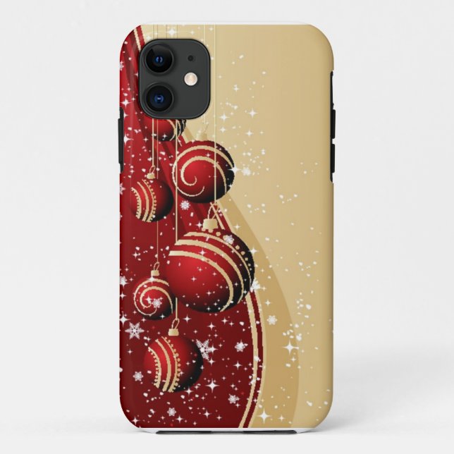 Red Gold Christmas Ornaments iPhone Case (Back)