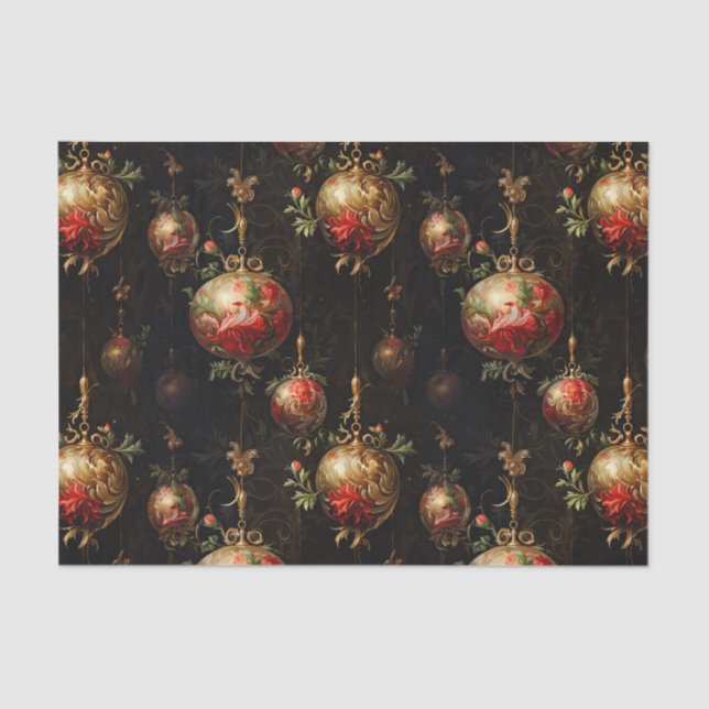 Red Gold Christmas Ornaments  Tissue Paper (Front)