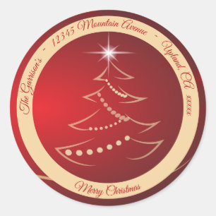 Red & Gold Christmas Return Address Label Seal