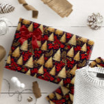 Red Gold Christmas Tartan Pattern#31 ID1009 Wrapping Paper<br><div class="desc">If you are wondering what colour combinations to pick for your Christmas decor and gift wrap supplies this year, I've created collections of coordinating patterns to make life just a bit easier. This modern Christmas tree pattern is a standout with it's gold trees, red berries and contrasting dark background. The...</div>
