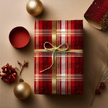 Red Gold Christmas Tartan Pattern#7 ID1009 Wrapping Paper<br><div class="desc">If you are wondering what colour combinations to pick for your Christmas decor and gift wrap supplies this year, I've created collections of coordinating patterns to make life just a bit easier. This modern tartan pattern is a standout with it's glittering gold stripes adding a touch of glamour. The beautiful...</div>