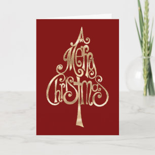 Red Gold Christmas Tree Card