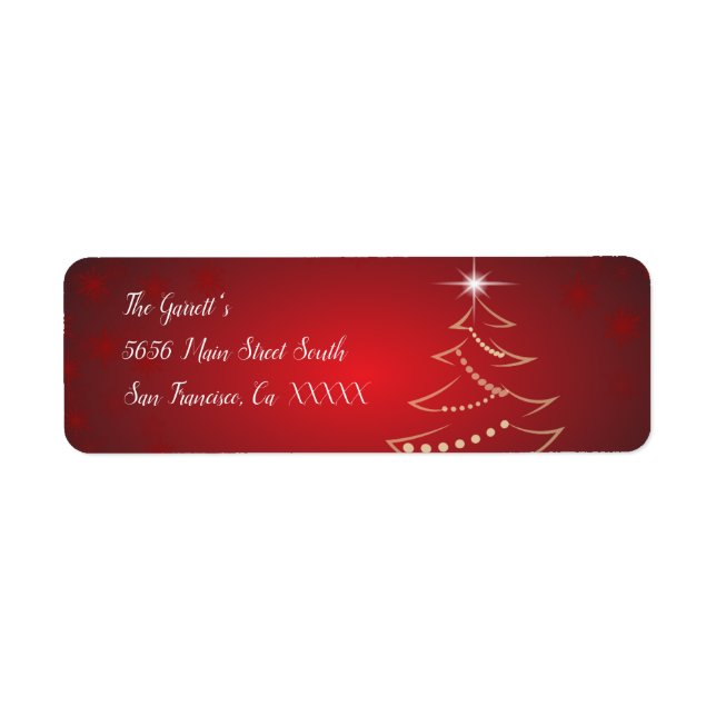 Red & Gold Christmas Tree Label (Front)