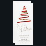 Red Gold Christmas Tree Script Merry Christmas Holiday Card<br><div class="desc">Red Gold Christmas Tree Script Merry Christmas. Minimalist and elegant,  with a stylish set script for Merry Christmas and the rest of the text is easy to personalise.</div>