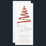 Red Gold Christmas Tree Script Merry Christmas Holiday Card<br><div class="desc">Red Gold Christmas Tree Script Merry Christmas. Minimalist and elegant,  with a stylish set script for Merry Christmas and the rest of the text is easy to personalise.</div>