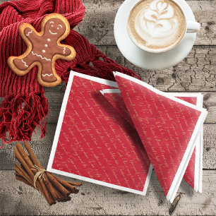 Red Gold Christmas Typography Pattern#36 ID1009 Napkin