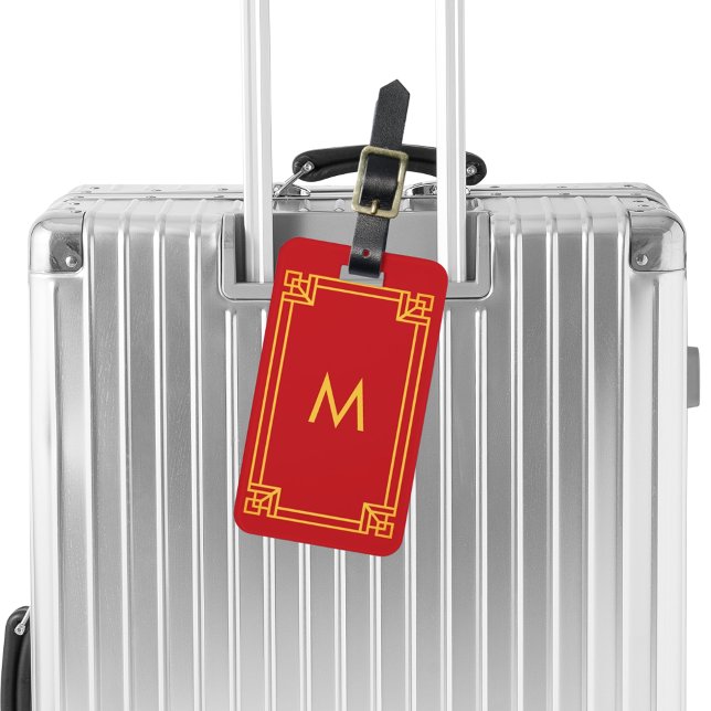 Red gold classic art deco luggage tag (Creator Uploaded)