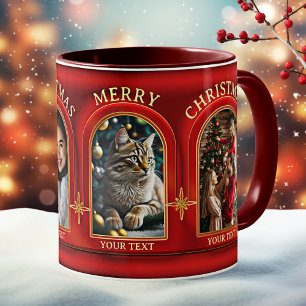 Red Gold Classic Christmas Photo Coffee Mug