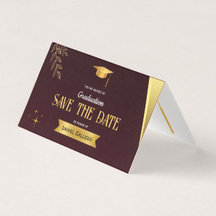 Red Gold Classy Graduation Save the Date Card