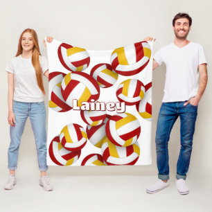 red gold club colors volleyball room decor fleece blanket