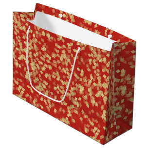Red Gold Confetti Bridal Shower Large Gift Bag