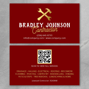 Red Gold Construction Building QR Code Business Card