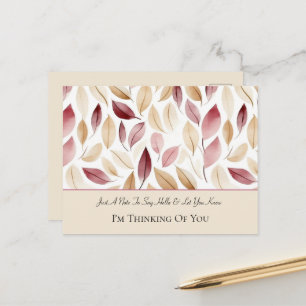 Red Gold Cream Leaves Thinking of You Postcard
