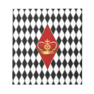 Red gold Crown & black and white Diamonds Notepad