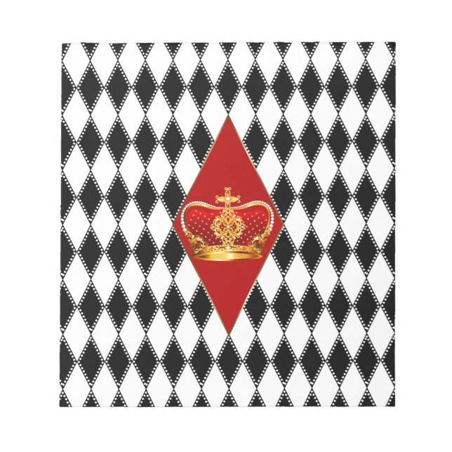 Red gold Crown & black and white Diamonds Notepad (Front)