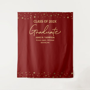 Red Gold CUSTOM Class Year backdrop Graduation Tapestry