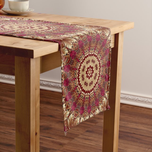 Red Gold Decorative Table Runner (In Situ)