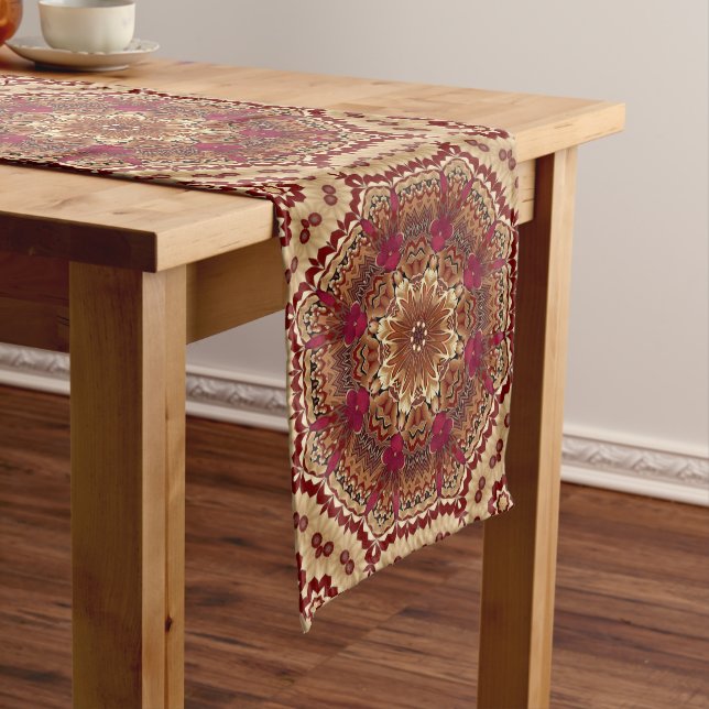 Red Gold Decorative Table Runner (In Situ)