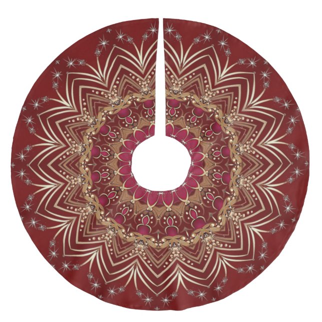 Red Gold Decorative Tree Skirt (Front)