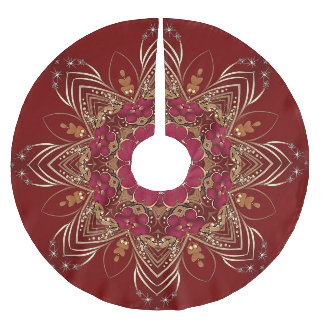 Red Gold Decorative Tree Skirt (Front)