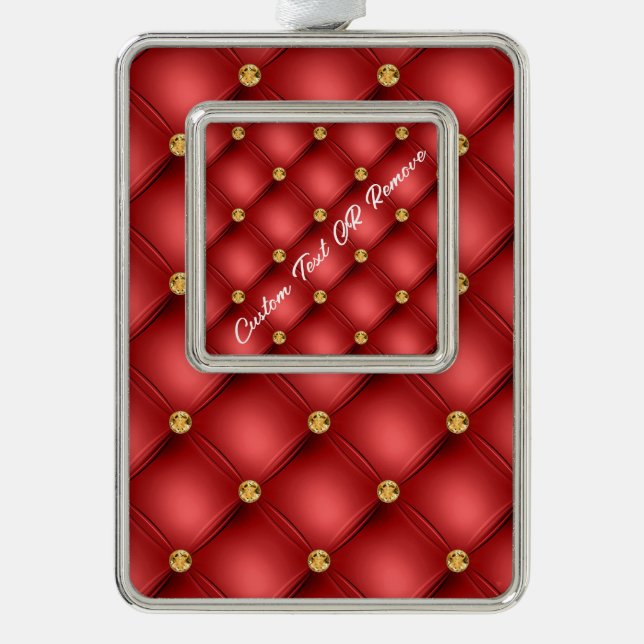 Red Gold Diamond Custom Text Christmas Ornament (Front)