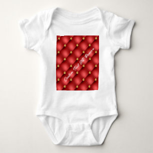 Red Gold Diamond Tufted Custom Text Baby Bodysuit