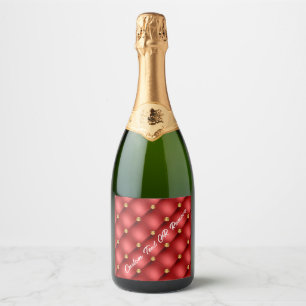 Red Gold Diamond Tufted Custom Text Bottle Labels