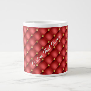 Red Gold Diamond Tufted Custom Text Coffee Mug