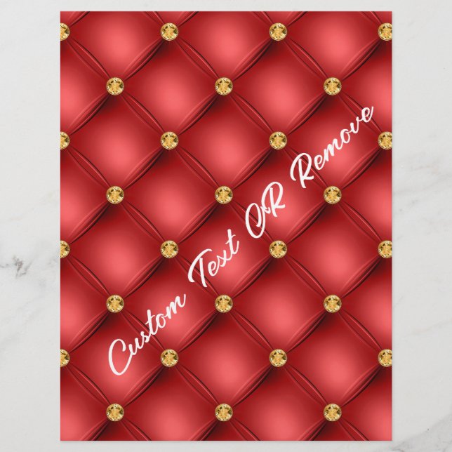 Red Gold Diamond Tufted Custom Text Letterhead (Front)