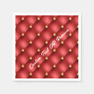 Red Gold Diamond Tufted Custom Text Napkins