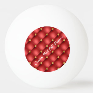 Red Gold Diamond Tufted Custom Text Ping Pong Ball