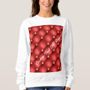 Red Gold Diamond Tufted Custom Text Sweatshirt