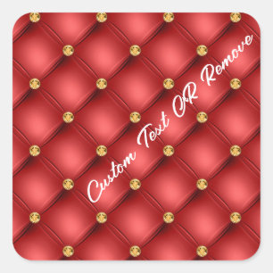 Red Gold Diamond Tufted Sticker with Custom Text