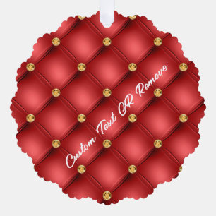 Red Gold Diamond Your Text Christmas Ornament Card