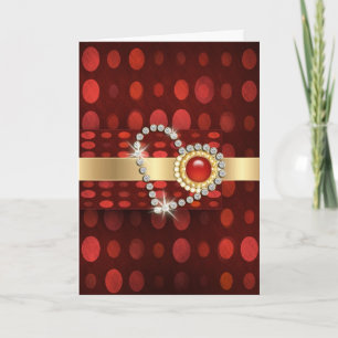 red gold diamonds romantic valentines holiday card