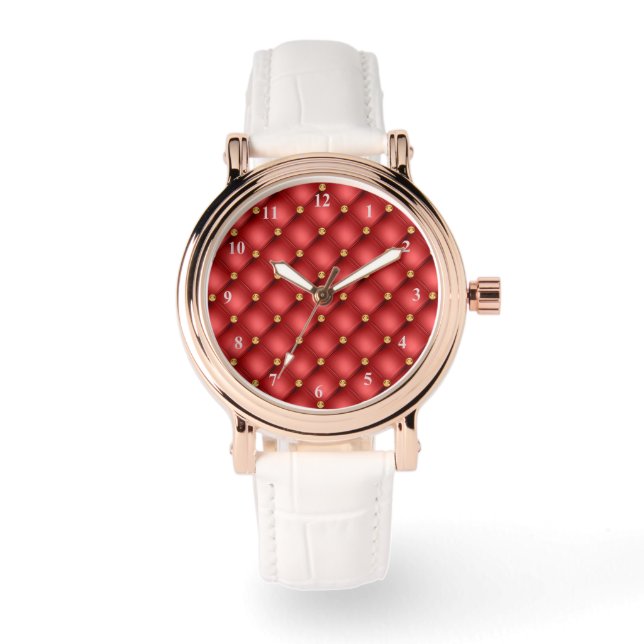 Red Gold Diamonds Tufted Watch (Front)