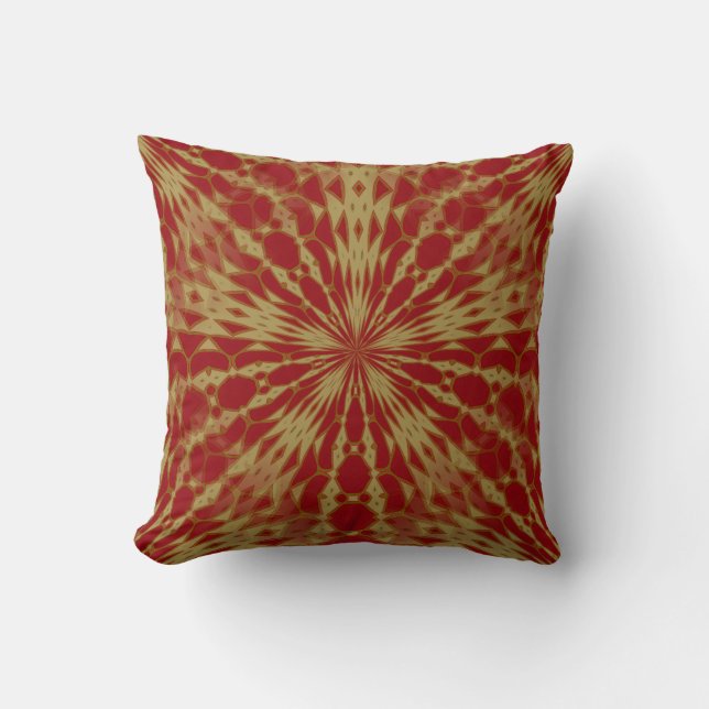Red-Gold Digital Art (11) Throw Pillow (Front)