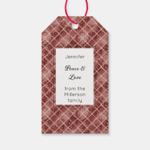 Red Gold Dot Sprinkles Christmas Rectangle Gift Tags