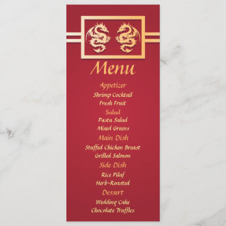 Red & Gold Dragon Wedding Reception Dinner Menu