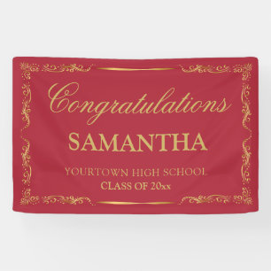 Red Gold Elegant Vintage Graduation Banner