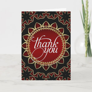 Red Gold Exotic Sunflower Thank You Cards