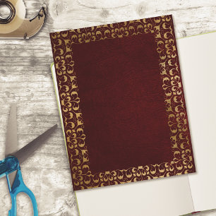 Red Gold Faux Leather Scrapbook Cardstock