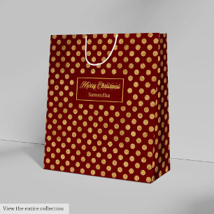 Red Gold Festive Christmas Paper Gift Bag Custom