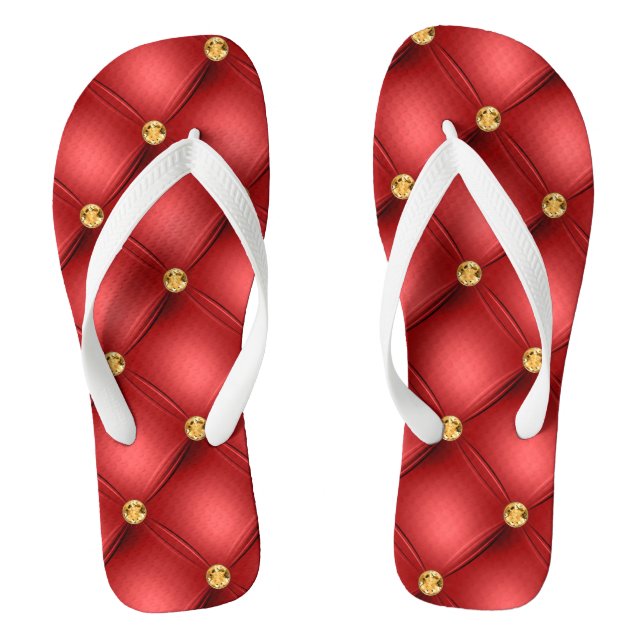 Red Gold Flip Flops (Footbed)